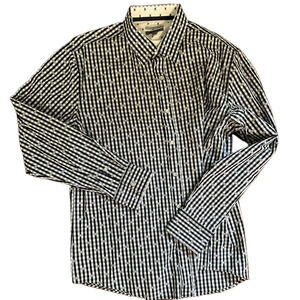 JOHNSTON AND MURPHY SLIM FIT BLACK AND WHITE LONG SLEEVE DRESS SHIRT